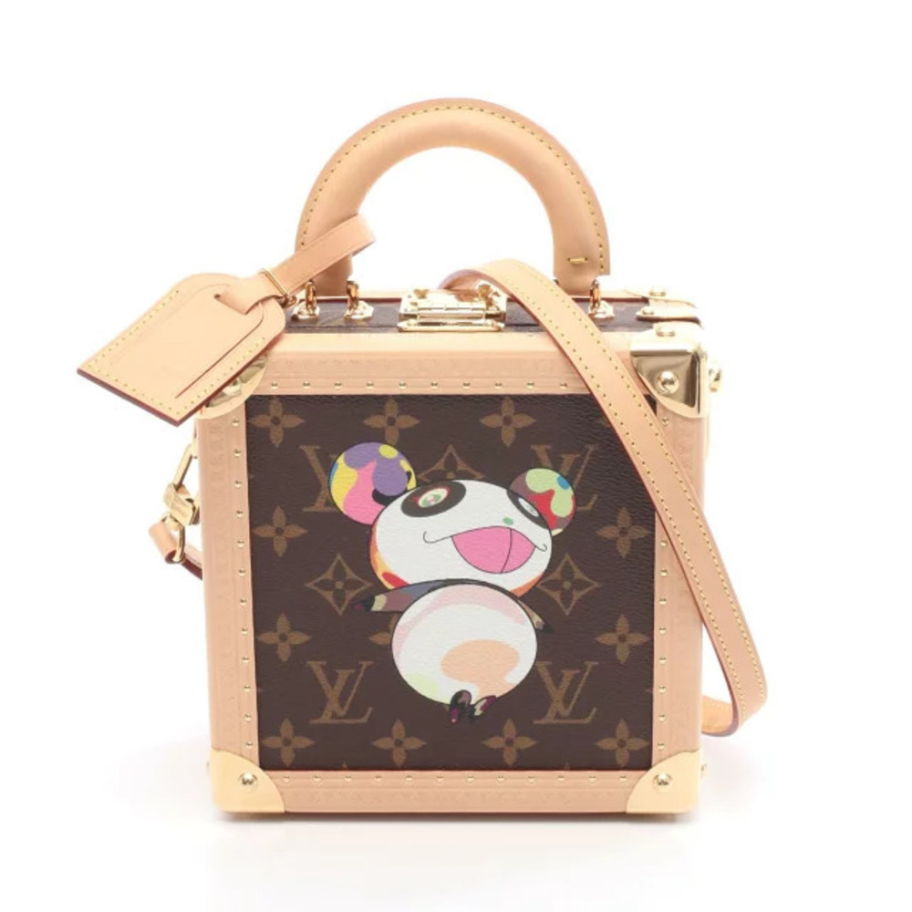 Louis Vuitton TM Square Trunk Monogram Panda Handbag Canvas Leather Brown